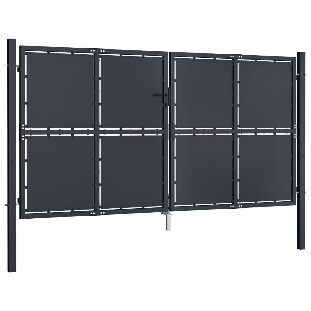 Gartentor Stahl 300 x 175 cm Anthrazit-3