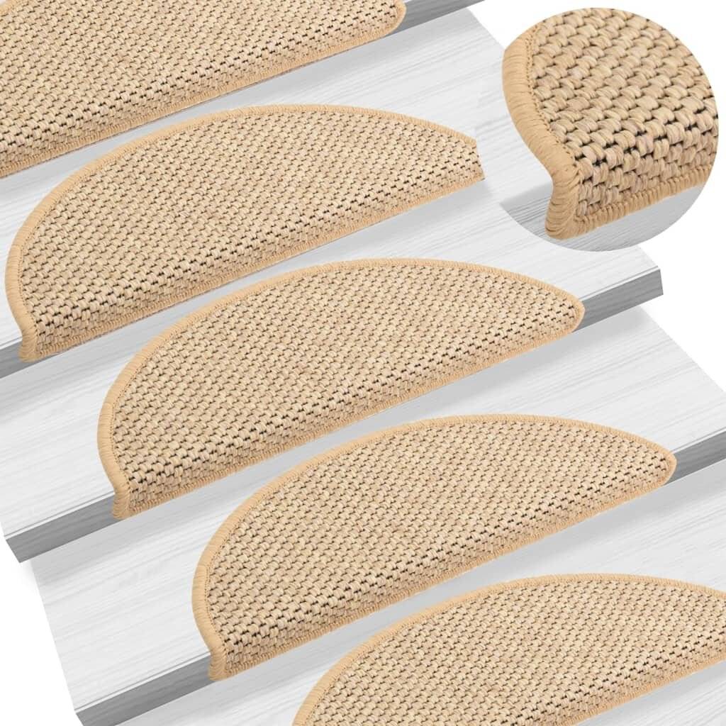 Treppenmatten Selbstklebend Sisal 15 Stk. 56x20 cm Hellbeige-0