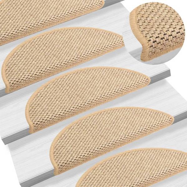 Treppenmatten Selbstklebend Sisal 15 Stk. 56x20 cm Hellbeige