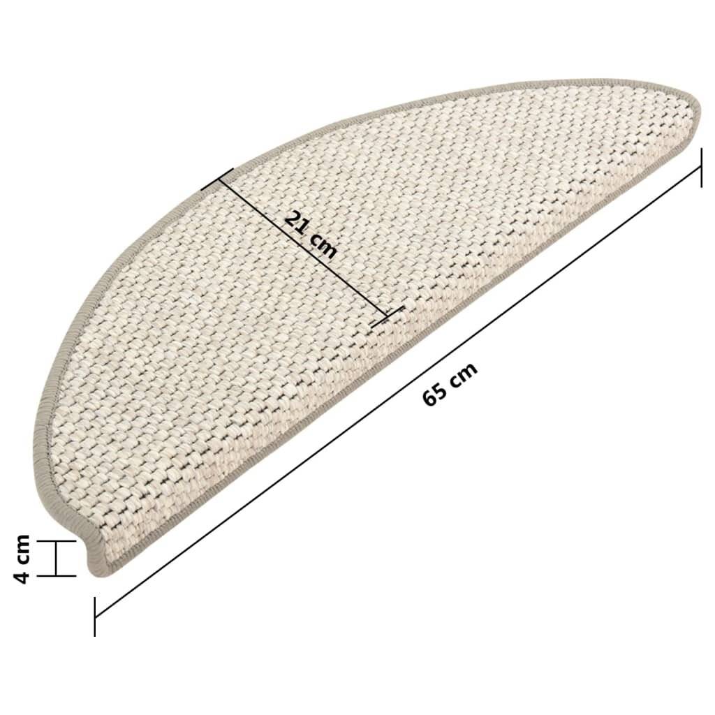 Treppenmatten Selbstklebend Sisal-Optik 15 Stk. 65x25 cm Beige-6