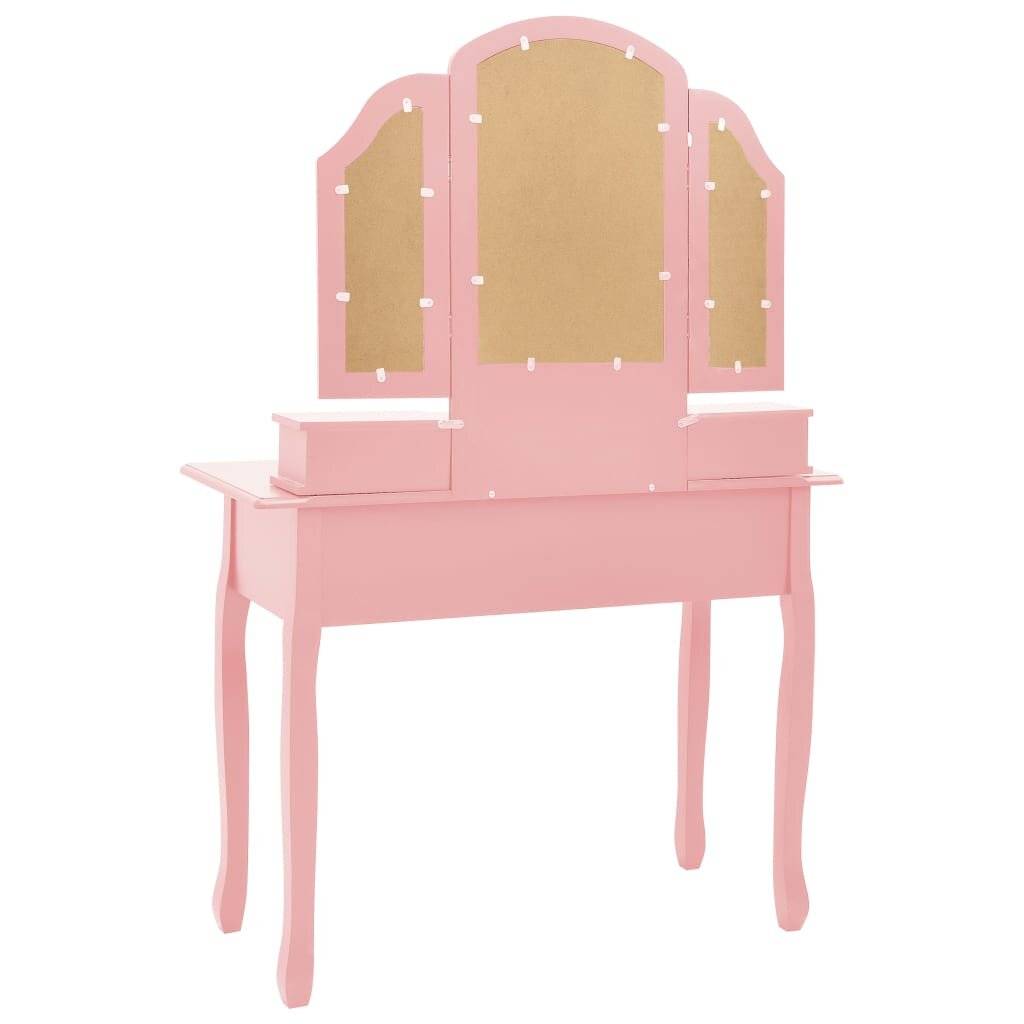 Schminktisch-Set mit Hocker Rosa 100x40x146 cm Paulownia-Holz-6
