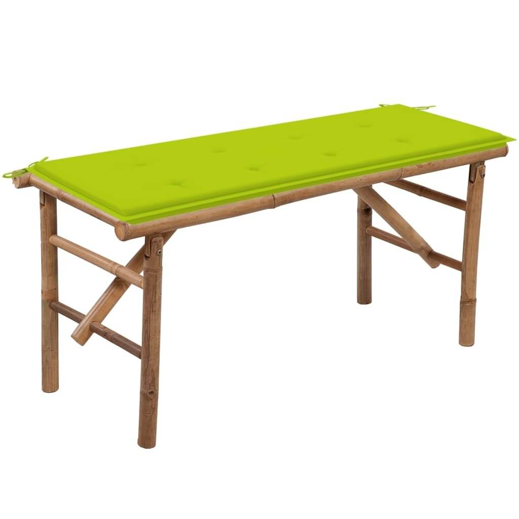 Klappbare Gartenbank mit Auflage 118 cm Bambus-0