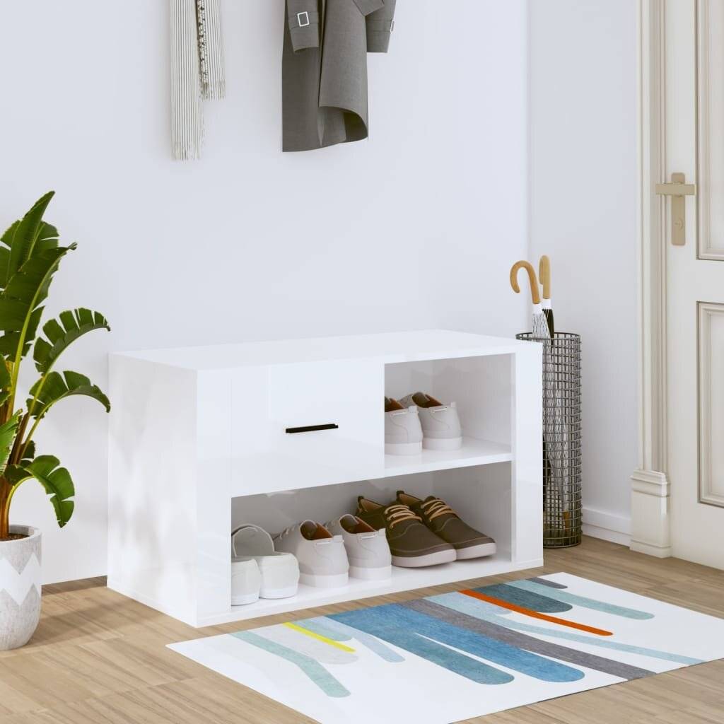 Schuhschrank Hochglanz-Weiß 80x35x45 cm Holzwerkstoff-0