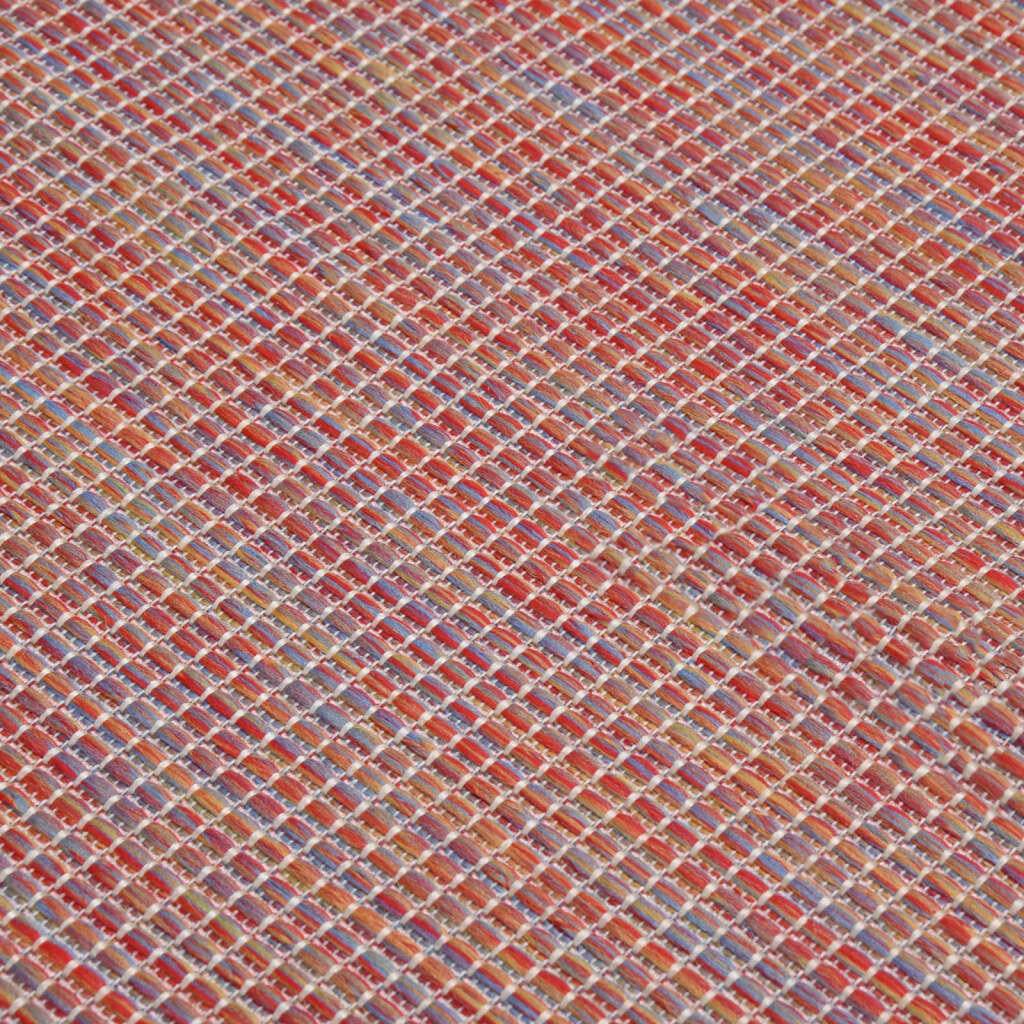 Outdoor-Teppich Flachgewebe 100x200 cm Rot-3