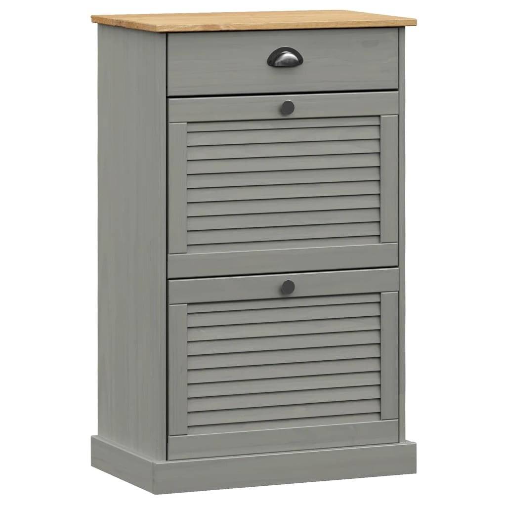 Schuhschrank VIGO 60x35x96 cm Grau Massivholz Kiefer-1
