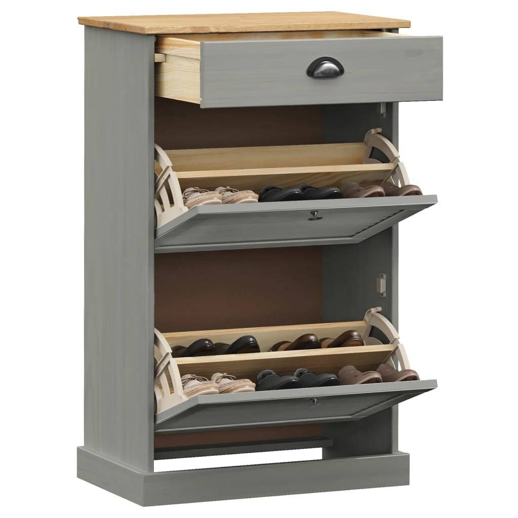 Schuhschrank VIGO 60x35x96 cm Grau Massivholz Kiefer-2