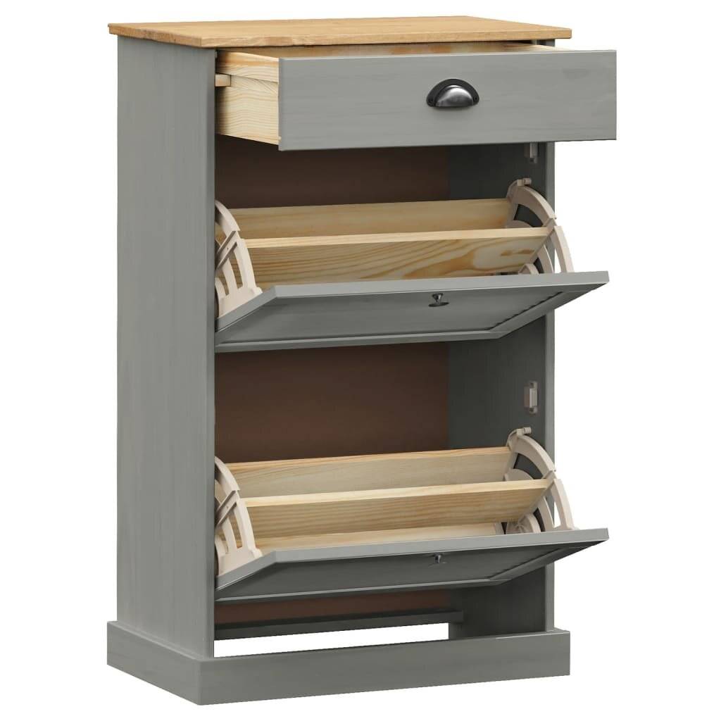 Schuhschrank VIGO 60x35x96 cm Grau Massivholz Kiefer-3