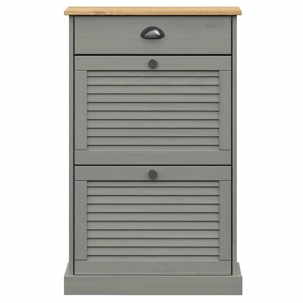 Schuhschrank VIGO 60x35x96 cm Grau Massivholz Kiefer-4