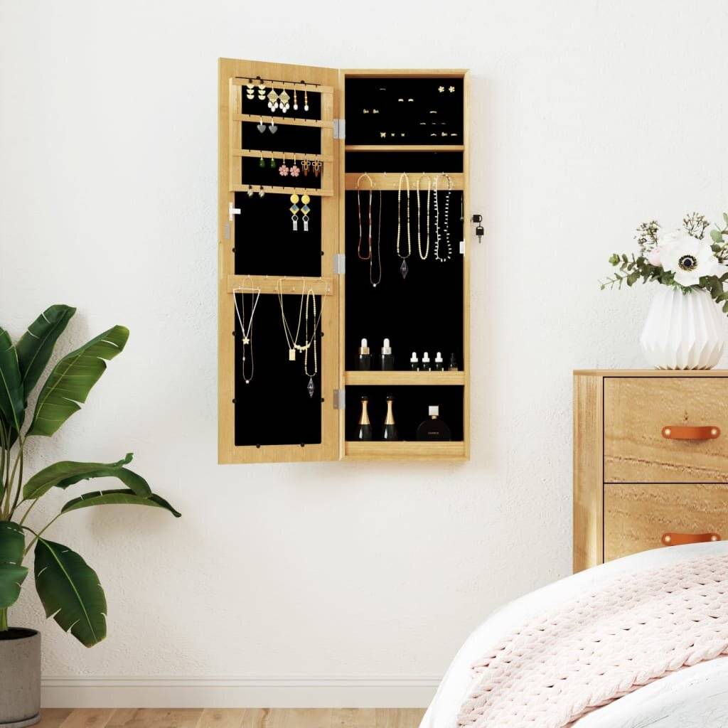 Schmuckschrank mit Spiegel Wandmontage 30x8,5x90 cm-0