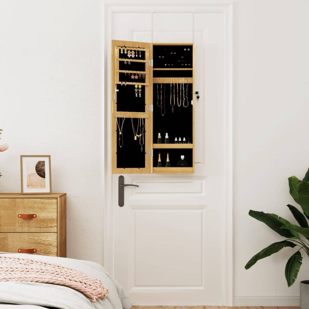Schmuckschrank mit Spiegel Wandmontage 30x8,5x90 cm-2