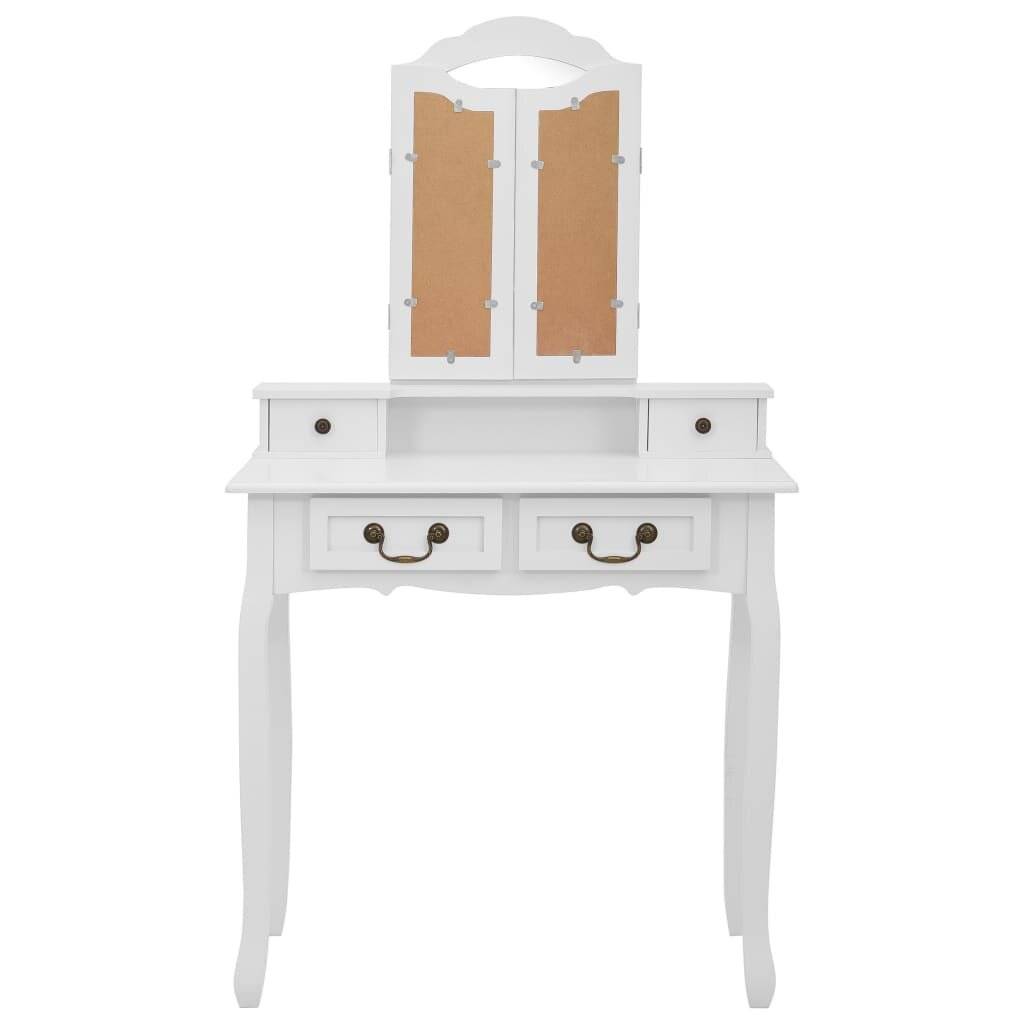 Schminktisch-Set mit Hocker Weiß 80x69x141cm Paulowniaholz-6