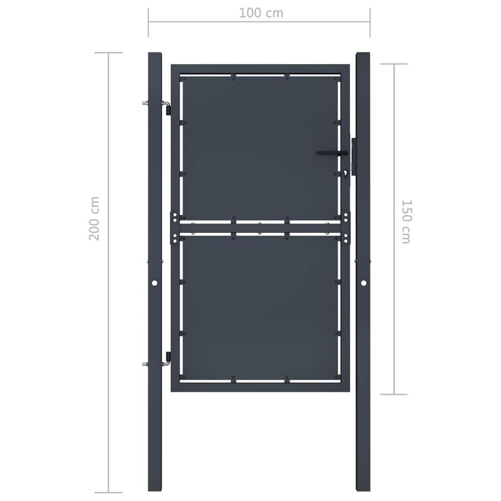 Gartentor Stahl 100 x 150 cm Anthrazit-3