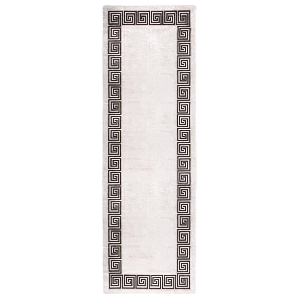 Teppich Waschbar 80x300 cm Hellbeige Rutschfest-0