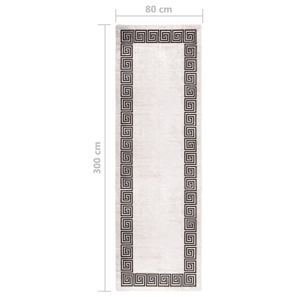 Teppich Waschbar 80x300 cm Hellbeige Rutschfest-6