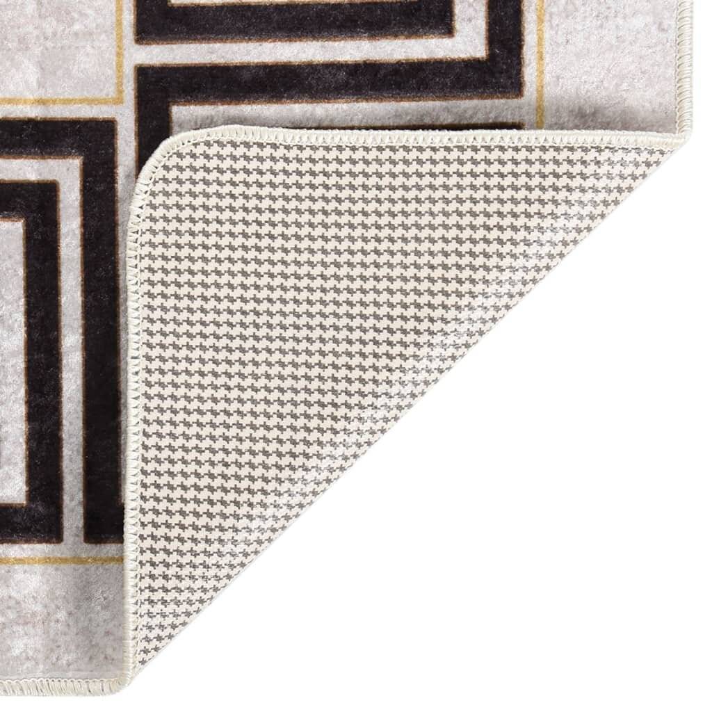 Teppich Waschbar 80x300 cm Hellbeige Rutschfest-3