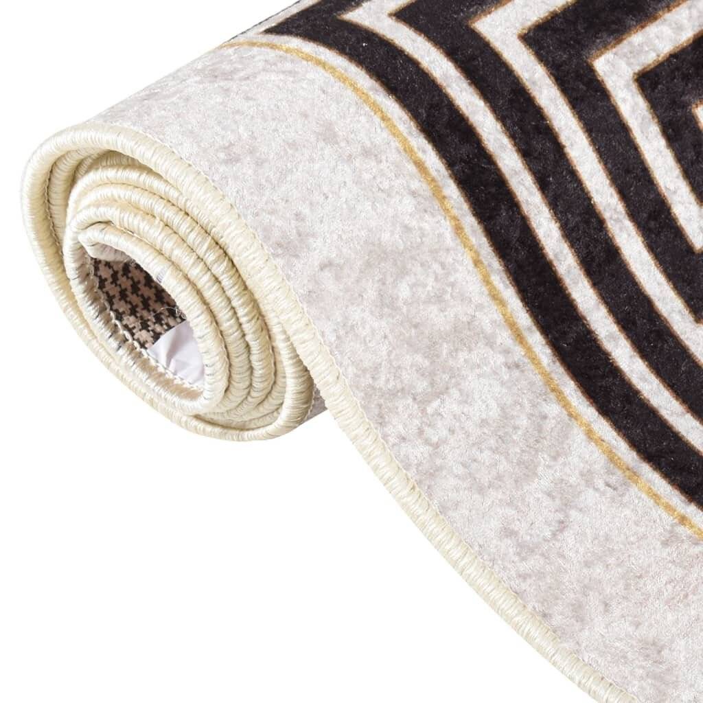 Teppich Waschbar 80x300 cm Hellbeige Rutschfest-4