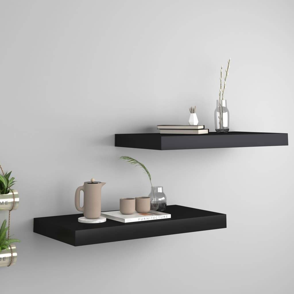 Schwebende Wandregale 2 Stk. Schwarz 50x23x3,8cm MDF-0