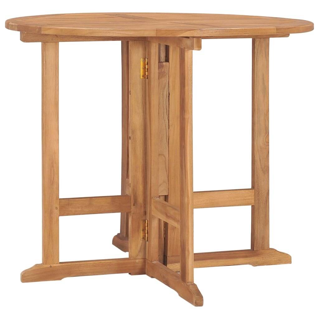 Klappbarer Garten-Esstisch Ø90x75 cm Massivholz Teak-0