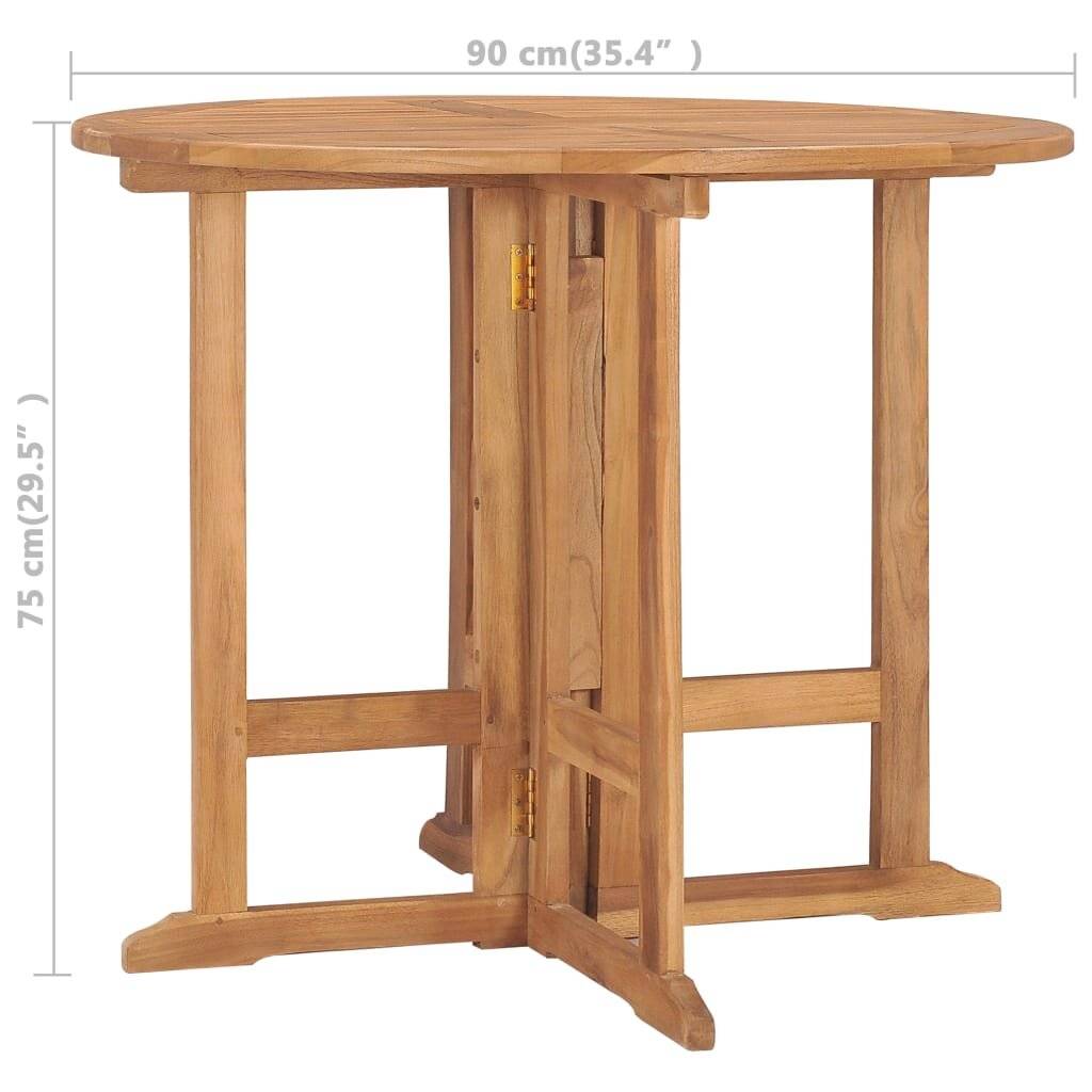 Klappbarer Garten-Esstisch Ø90x75 cm Massivholz Teak-6