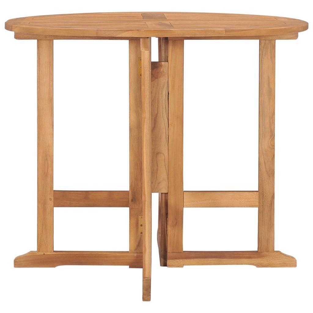 Klappbarer Garten-Esstisch Ø90x75 cm Massivholz Teak-1
