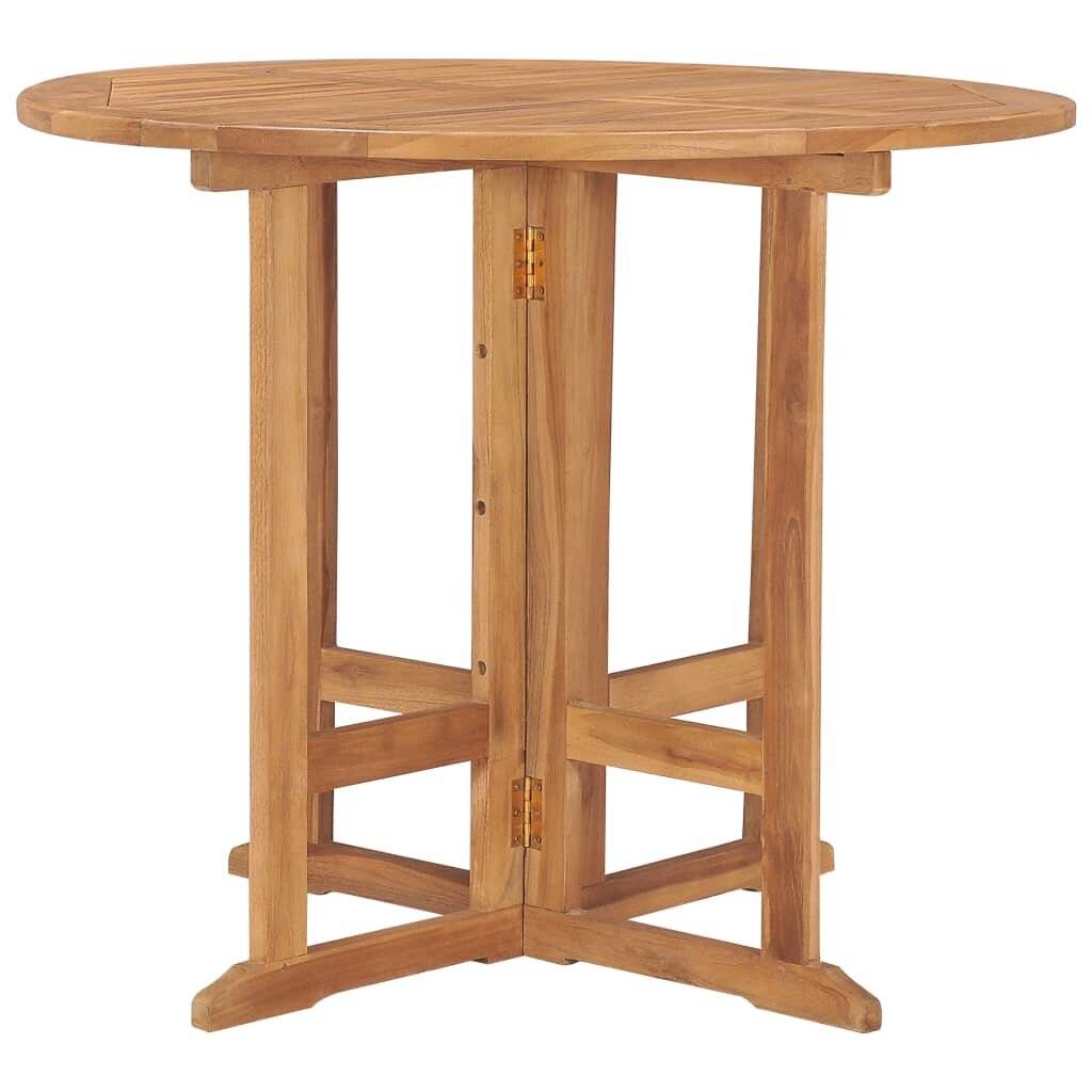 Klappbarer Garten-Esstisch Ø90x75 cm Massivholz Teak-2