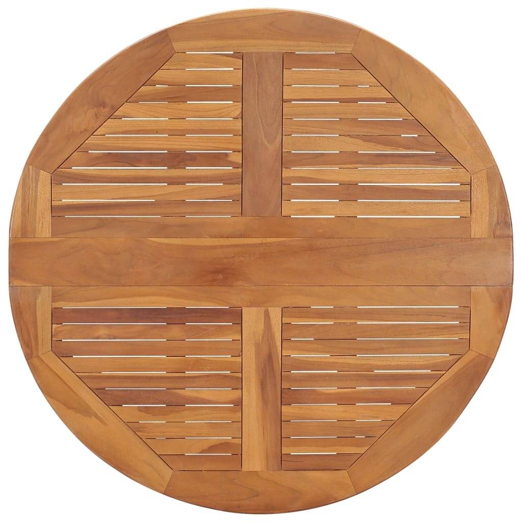 Klappbarer Garten-Esstisch Ø90x75 cm Massivholz Teak-3