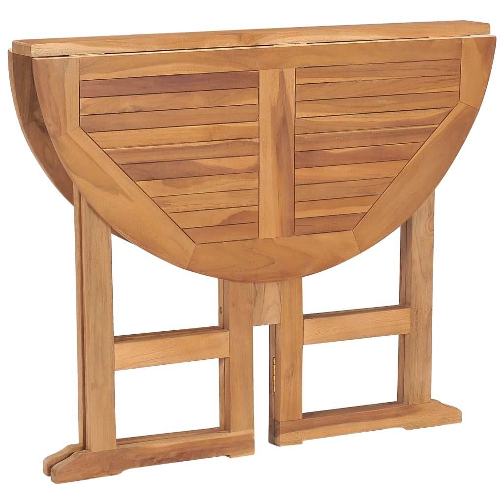 Klappbarer Garten-Esstisch Ø90x75 cm Massivholz Teak-4