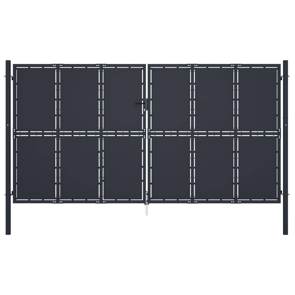 Gartentor Stahl 400 x 175 cm Anthrazit-0