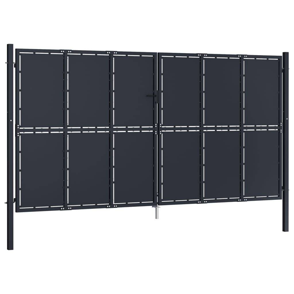 Gartentor Stahl 400 x 175 cm Anthrazit-3