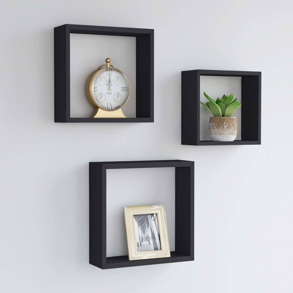 Würfelregale 3 Stk. Schwarz MDF-0