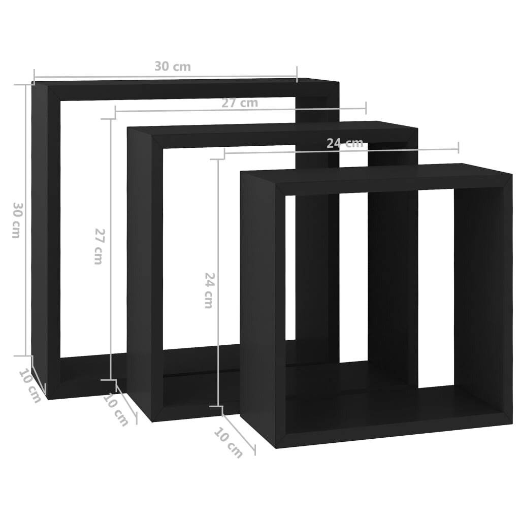 Symbolbild für Würfelregale 3 Stk. Schwarz MDF