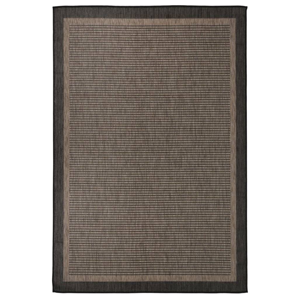 Outdoor-Teppich Flachgewebe 160x230 cm Dunkelbraun-0