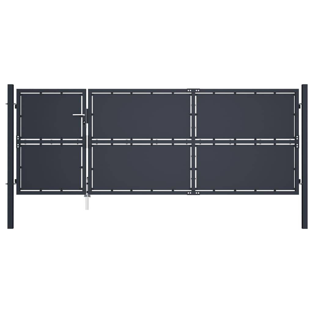 Gartentor Stahl 350 x 125 cm Anthrazit-0