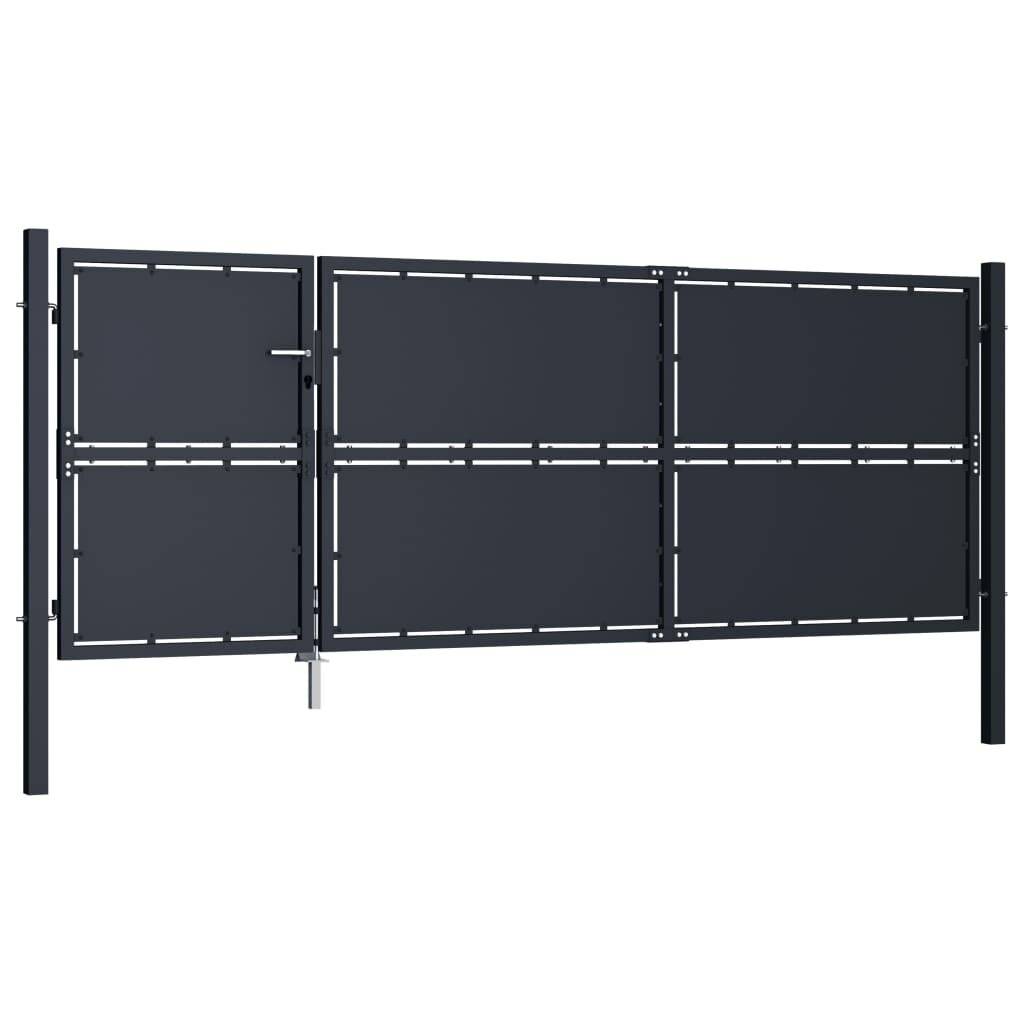 Gartentor Stahl 350 x 125 cm Anthrazit-3