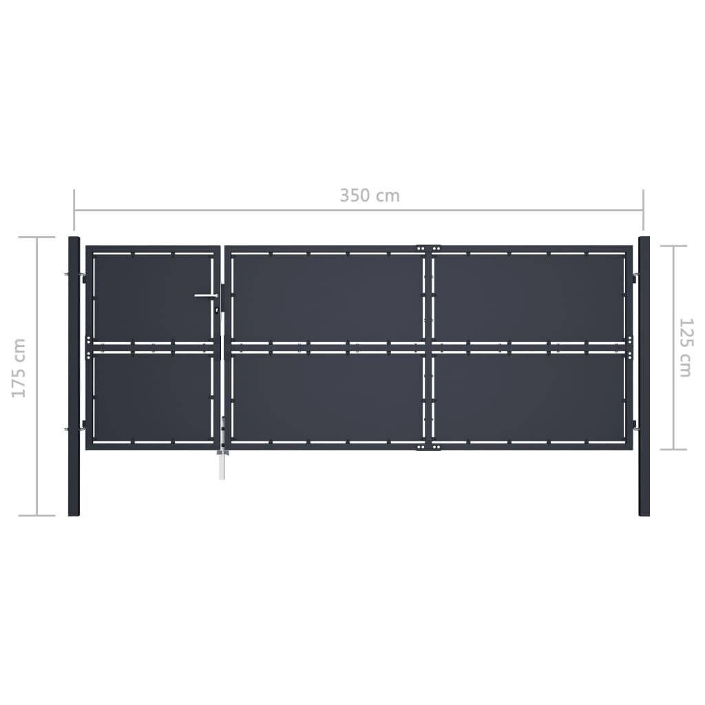 Gartentor Stahl 350 x 125 cm Anthrazit-4