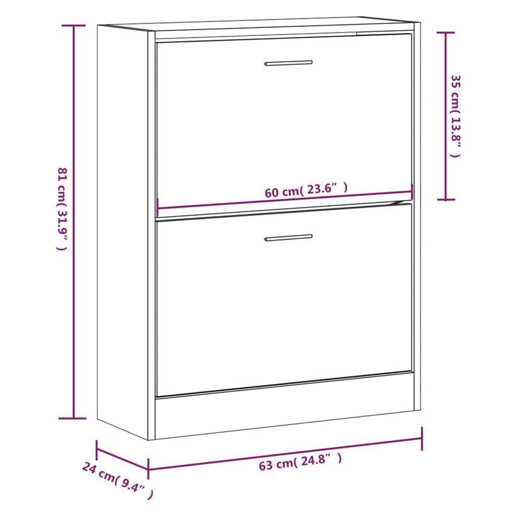 Symbolbild für Schuhschrank Hochglanz-Weiß 63x24x81 cm Holzwerkstoff