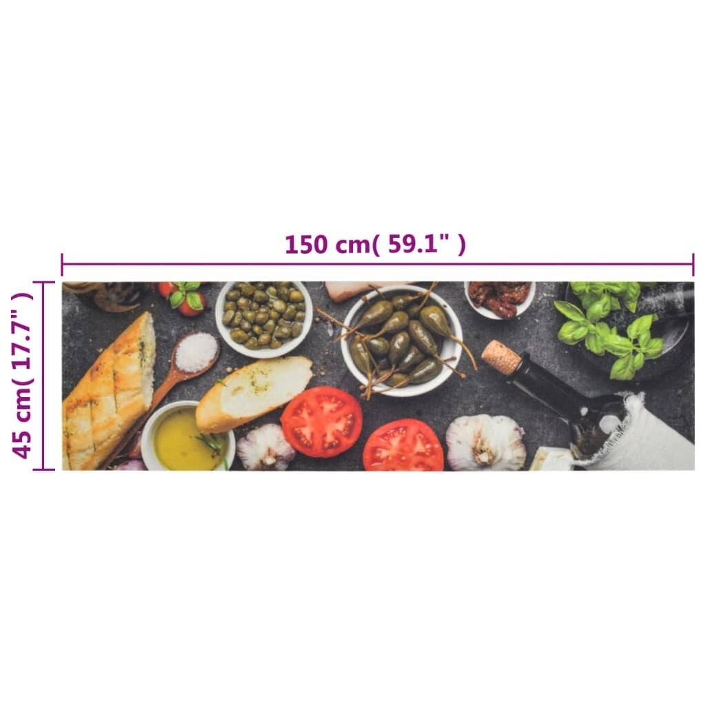 Küchenteppich Waschbar Wein & Essen 45x150 cm Samt-4