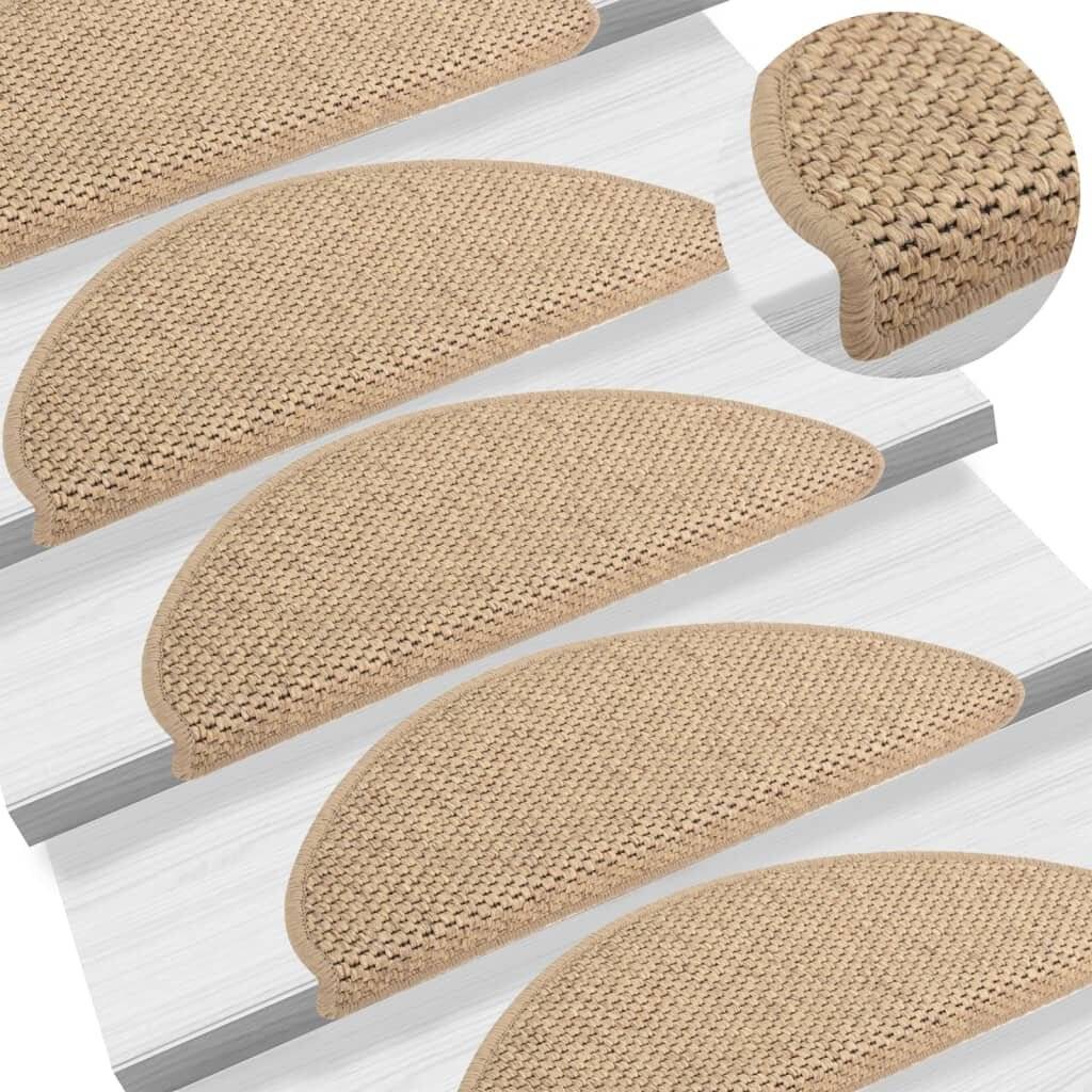 Treppenmatten Selbstklebend Sisal-Optik 15 Stk. 65x25 cm Sand-0