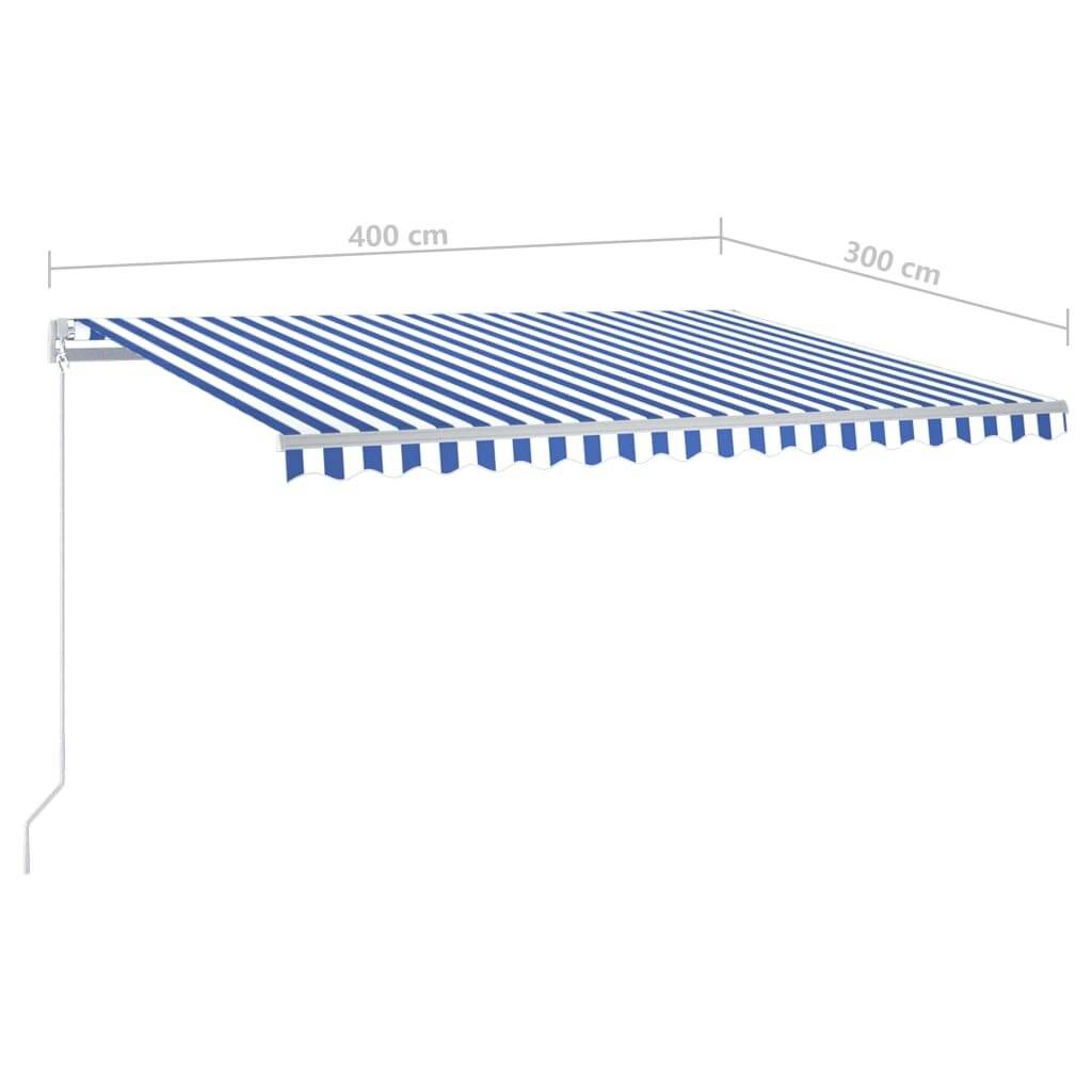 Gelenkarmmarkise Einziehbar mit LED 400x300 cm Blau und Weiß-6