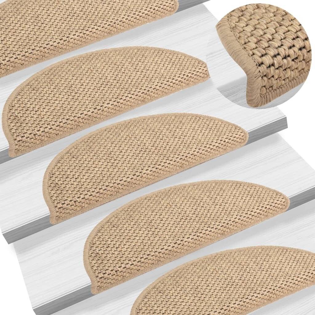 Treppenmatten Selbstklebend Sisal-Optik 15 Stk. 56x20 cm Sand-0