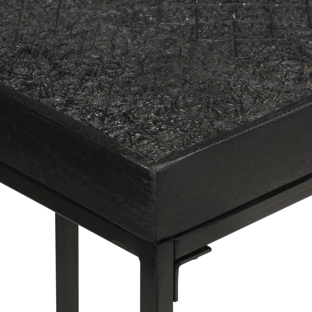 Konsolentisch Schwarz 110x35x76 cm Massivholz Akazie und Mango-3