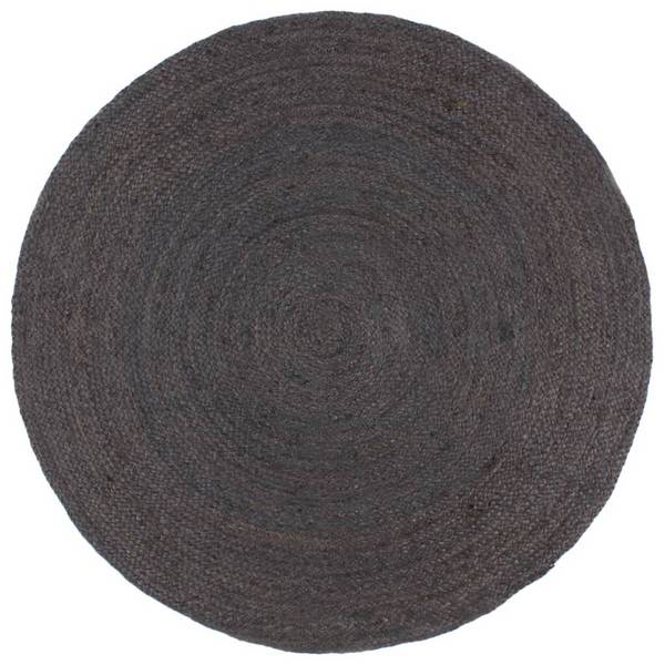 Teppich Handgefertigt Jute Rund 240 cm Dunkelgrau