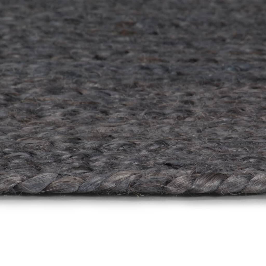 Teppich Handgefertigt Jute Rund 180 cm Dunkelgrau-2
