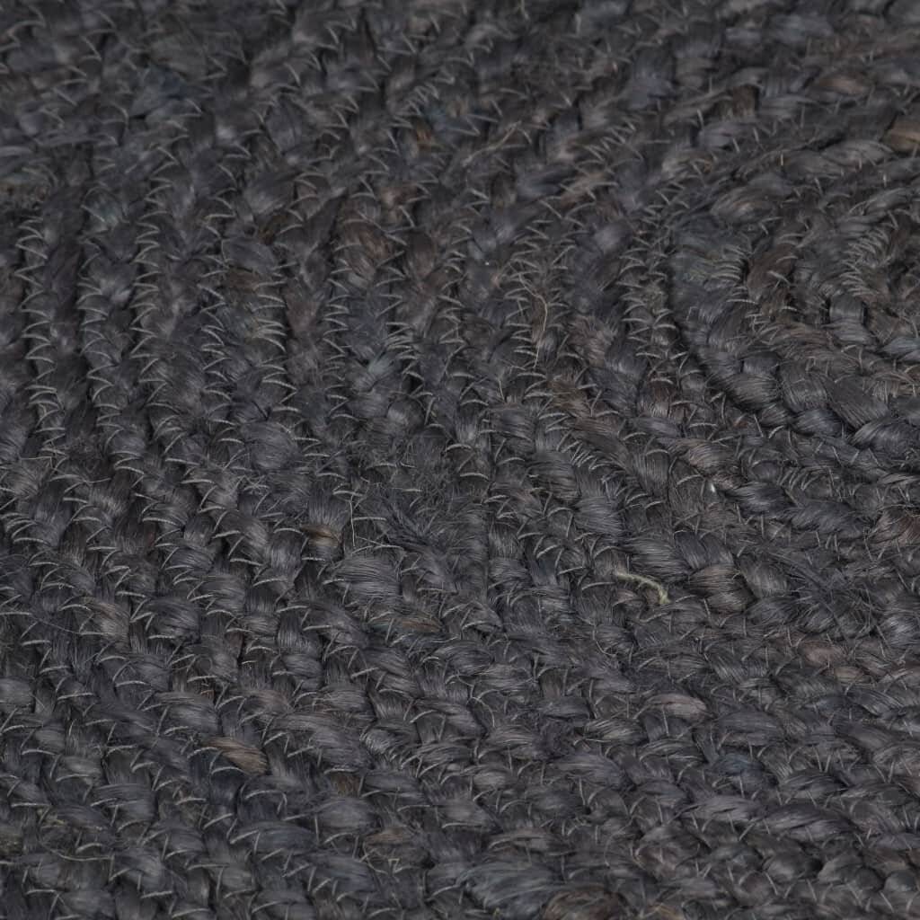 Teppich Handgefertigt Jute Rund 180 cm Dunkelgrau-3