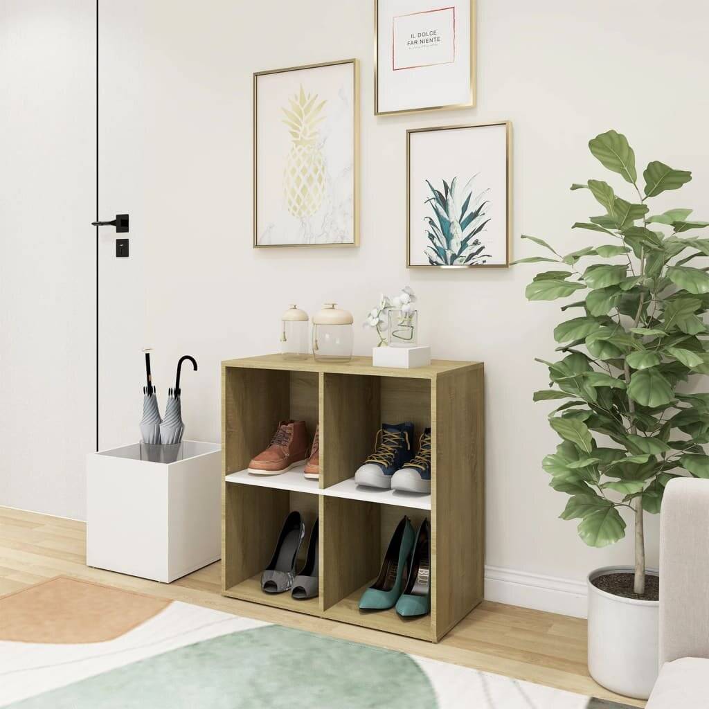 Flur-Schuhschrank Weiß Sonoma Eiche 105x35,5x70cm Holzwerkstoff-0