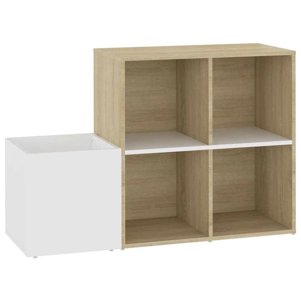 Flur-Schuhschrank Weiß Sonoma Eiche 105x35,5x70cm Holzwerkstoff-1