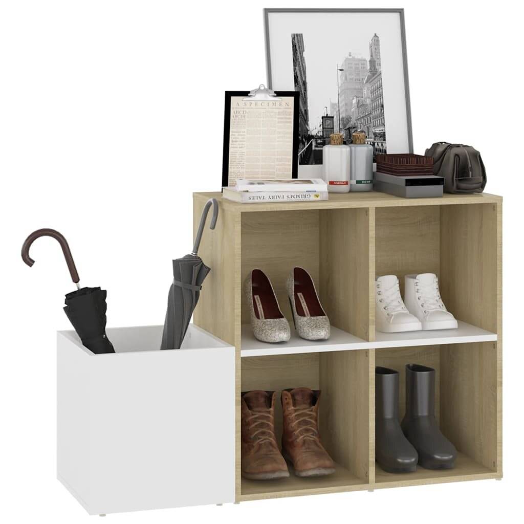 Flur-Schuhschrank Weiß Sonoma Eiche 105x35,5x70cm Holzwerkstoff-3
