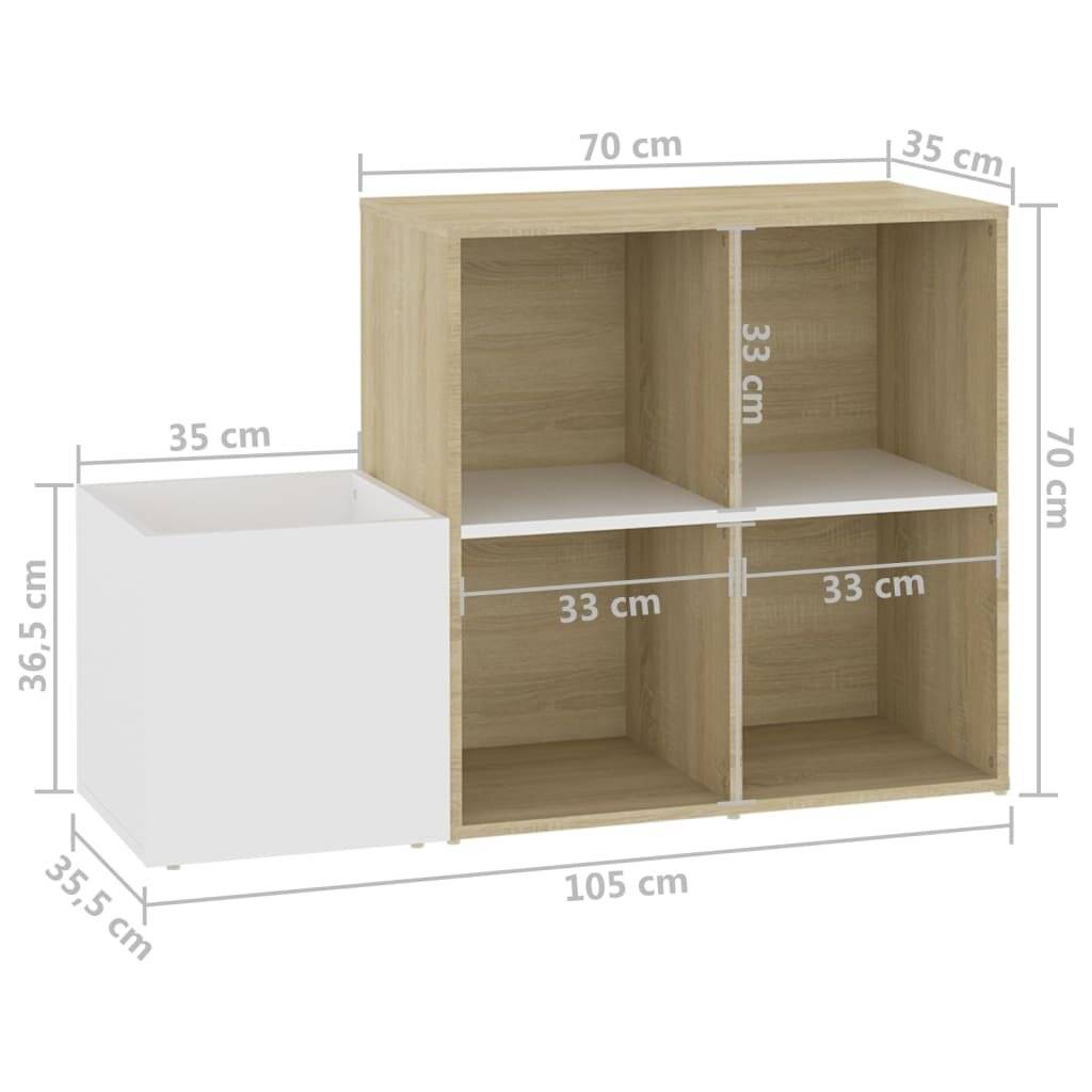 Symbolbild für Flur-Schuhschrank Weiß Sonoma Eiche 105x35,5x70cm Holzwerkstoff