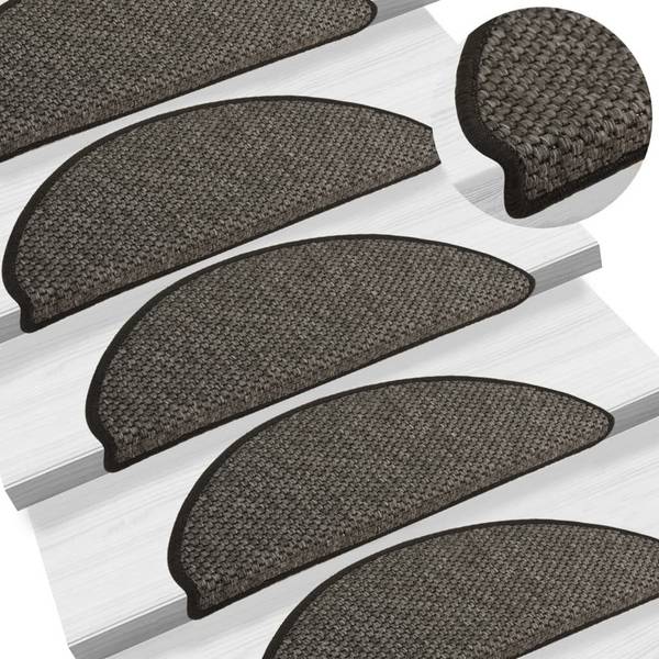Treppenmatten Selbstklebend Sisal 15 Stk. 65x25 cm Anthrazit