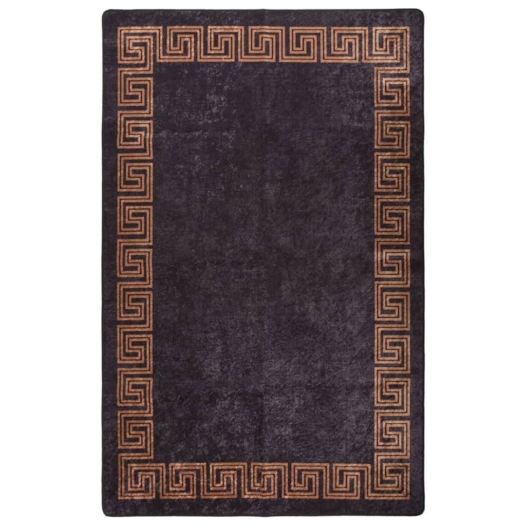 Teppich Waschbar 80x150 cm Schwarz und Golden Rutschfest-0